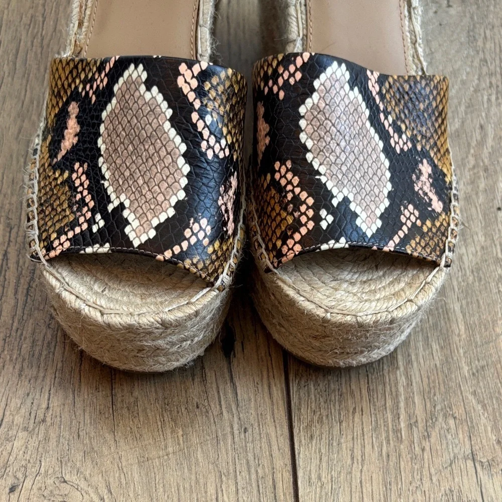 Marc Fisher Leather Snakeskin Alida Espadrille Wedge Sandal sz 9